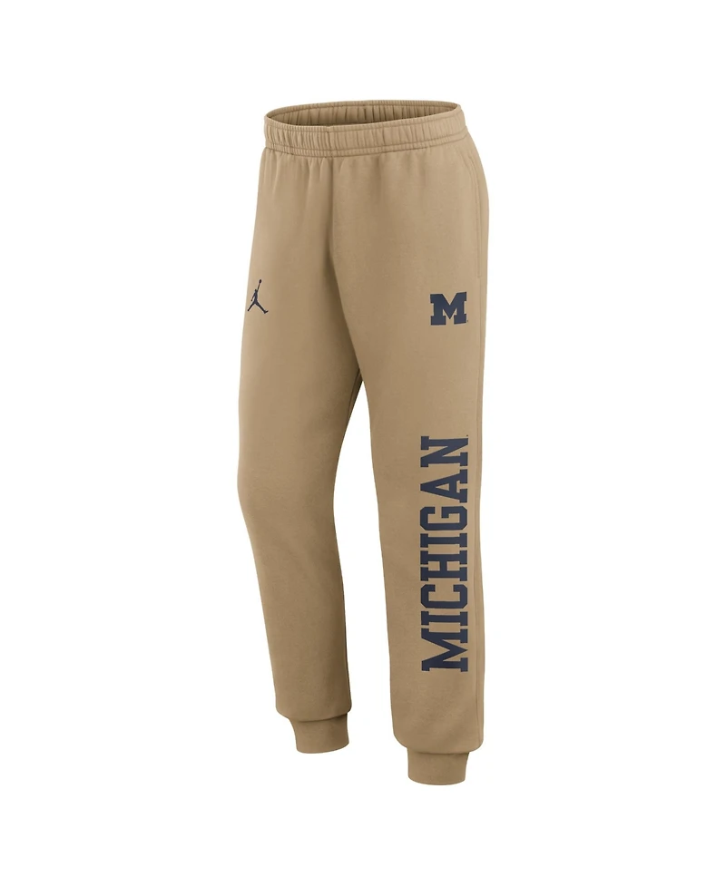 Jordan Men's Beige Michigan Wolverines Primetime Club Fleece Joggers