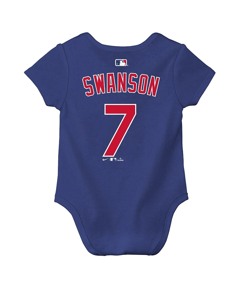 Nike Baby Boys and Girls Dansby Swanson Royal Chicago Cubs Name Number Bodysuit