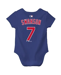 Nike Baby Boys and Girls Dansby Swanson Royal Chicago Cubs Name Number Bodysuit