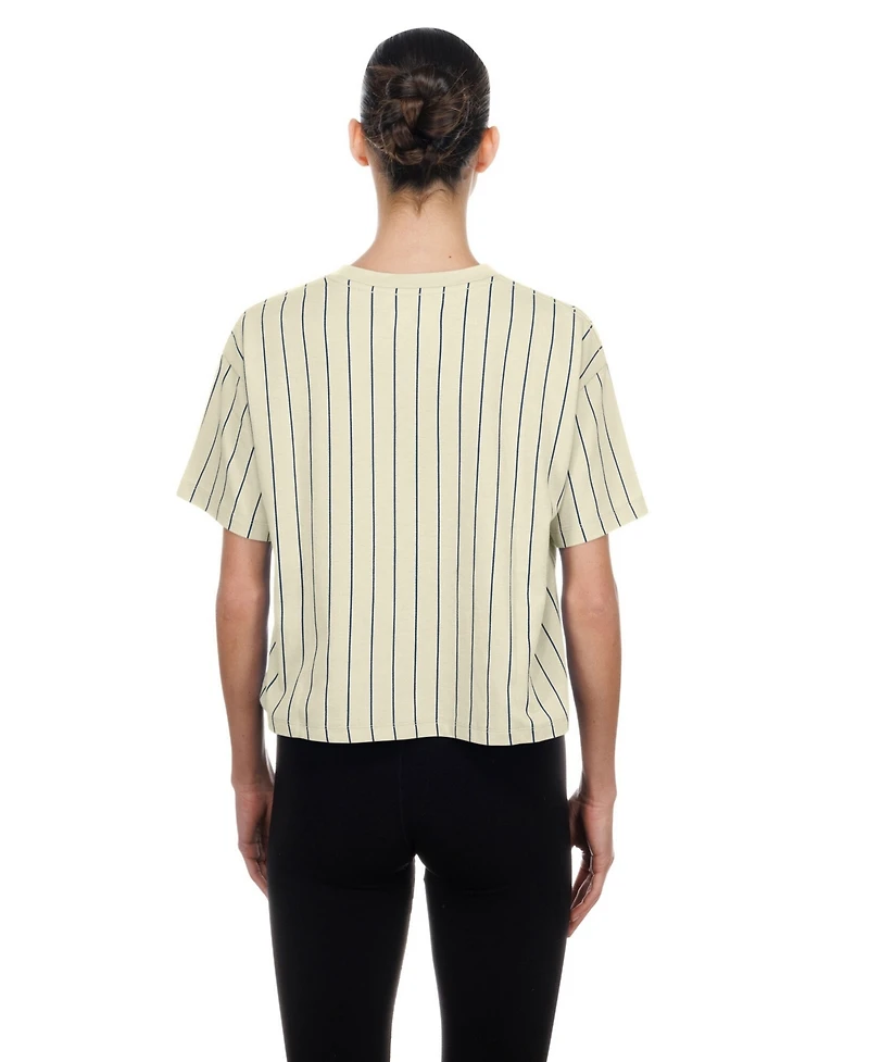 New Era Women's Cream Team Usa La 2028 Summer Olympics Mesh Back Pinstripe Boxy T-Shirt
