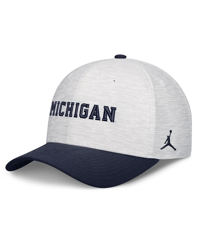 Jordan Men's and Women's White, Navy Michigan Wolverines Primetime Rise Adjustable Hat
