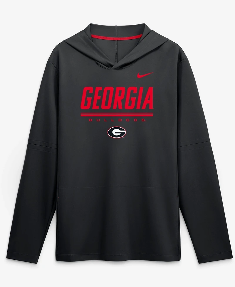 Nike Men's Black Georgia Bulldogs 2026 Sideline Lightweight Dri-fit Long Sleeve Hooded Sweatshirt