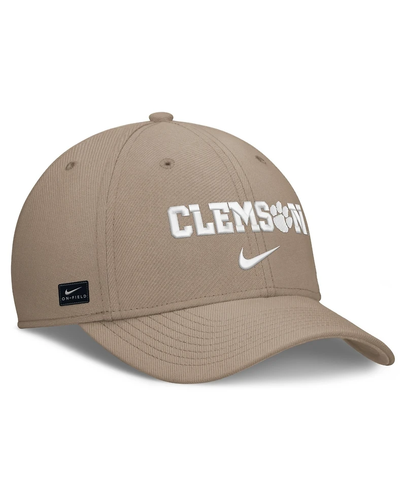 Nike Men's Khaki Clemson Tigers Rise On-Field SwooshFlex Dri-fit Flex Hat