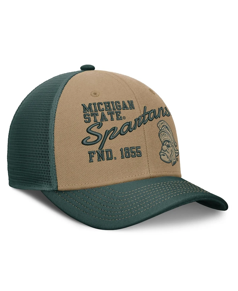 Nike Men's and Women's Beige, Forest Green Michigan State Spartans Legacy Rise Trucker Adjustable Hat