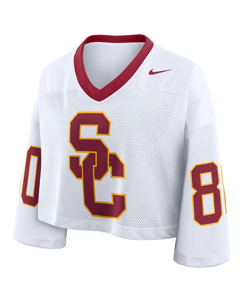 Nike Women's White Usc Trojans Oversized Logo Cropped Fashion Jersey