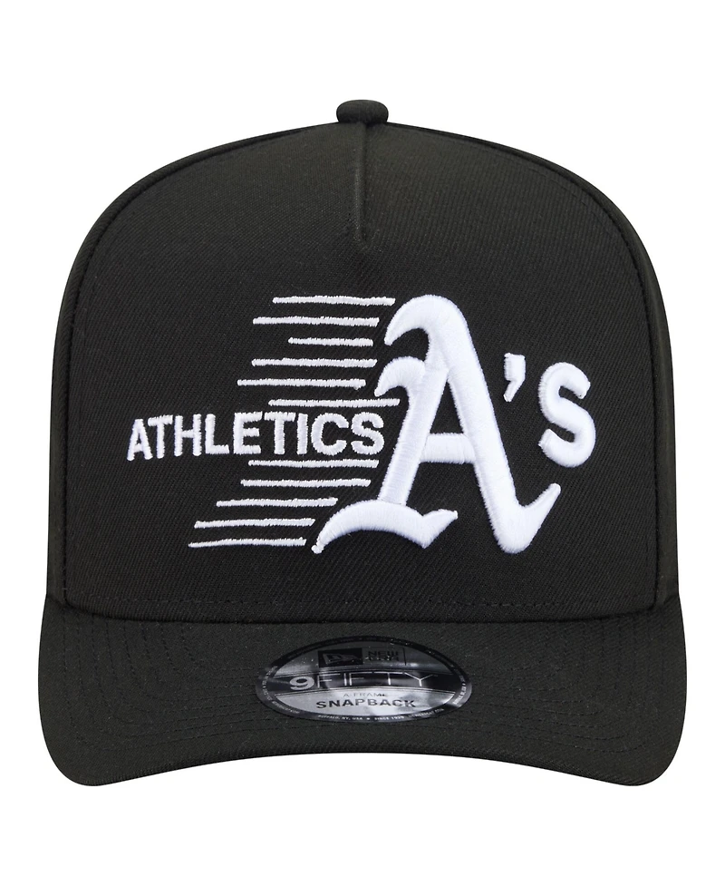 New Era Men's Black Athletics Motion A-Frame 9FIFTY Snapback Hat