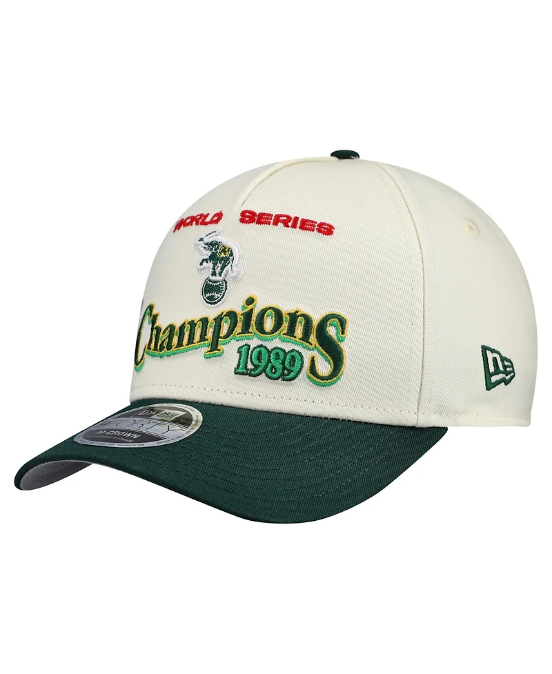 New Era Men's Cream, Green Oakland Athletics World Series 9FORTY M-Crown A-Frame Adjustable Hat
