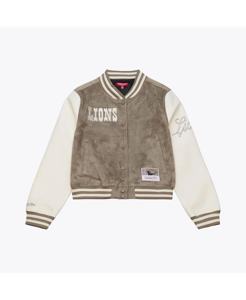 Mitchell & Ness Women's Tan Detroit Lions Full-Snap Varsity Jacket