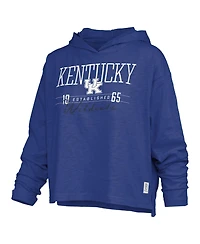 Pressbox Women's Royal Kentucky Wildcats Castillo Slub Waist Length Long Sleeve Hooded T-Shirt