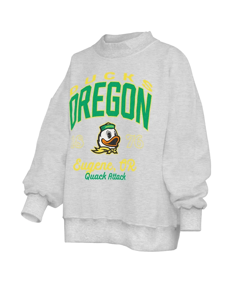 Pressbox Women's Heather Gray Oregon Ducks Reversible Sweatshirt