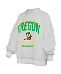 Pressbox Women's Heather Gray Oregon Ducks Reversible Sweatshirt