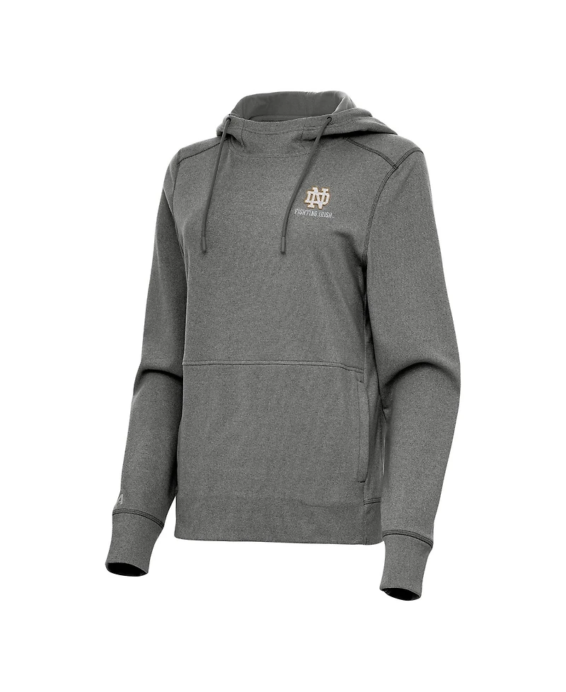 Antigua Women's Heather Charcoal Notre Dame Fighting Irish Justice Pullover Hoodie