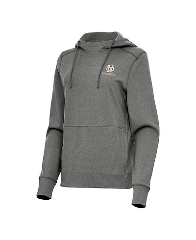 Antigua Women's Heather Charcoal Notre Dame Fighting Irish Justice Pullover Hoodie