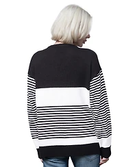 Starter Women's Black Detroit Lions No Huddle Striped V-Neck Sweater