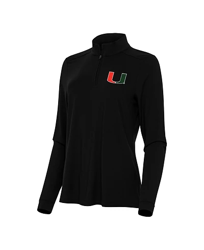 Antigua Women's Black Miami Hurricanes Intent Quarter-Zip Top