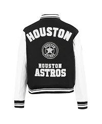 Pro Standard Women's Black Houston Astros Pearls Rib Wool Full-Zip Varsity Jacket