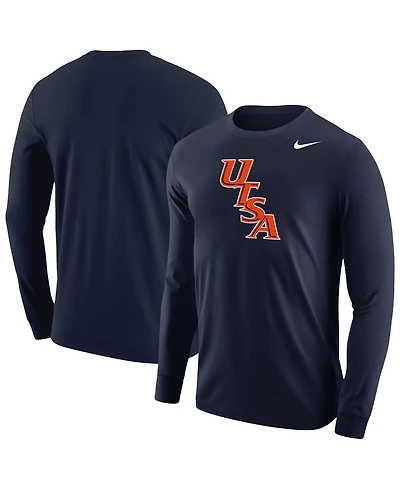 Nike Men's Navy Utsa Roadrunners Diagonal Logo Long Sleeve T-Shirt