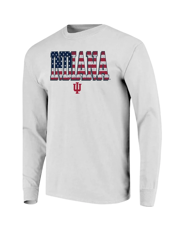 Image One Men's White Indiana Hoosiers Tall Type Flag Long Sleeve T-Shirt