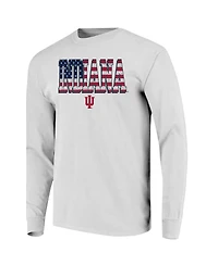 Image One Men's White Indiana Hoosiers Tall Type Flag Long Sleeve T-Shirt