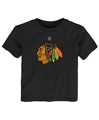 Outerstuff Baby Boys and Girls Black Chicago Blackhawks Primary Logo T-Shirt