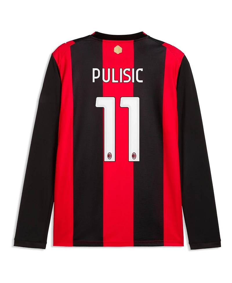 Puma Men's Christian Pulisic Black, Red Ac Milan 2026, 27 Home Replica Long Sleeve Jersey
