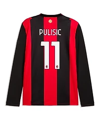 Puma Men's Christian Pulisic Black, Red Ac Milan 2026, 27 Home Replica Long Sleeve Jersey