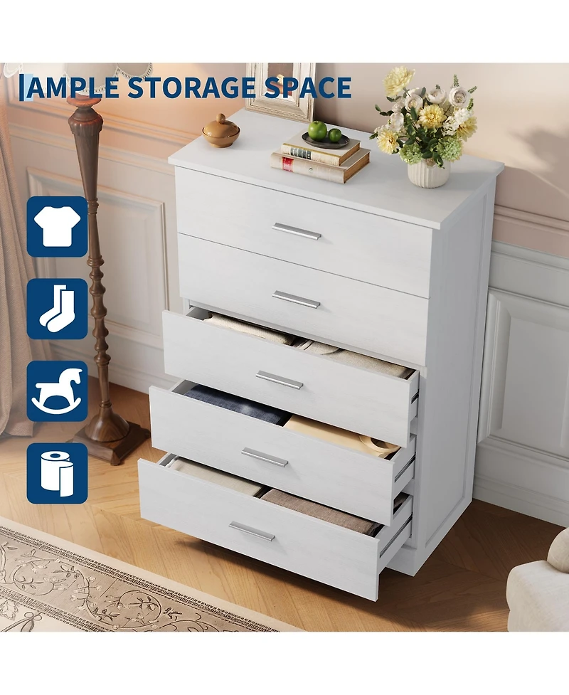 5 Drawer Dresser for Bedroom, 47" Tall Modern Chest of Drawers with Metal Handles, Storage Organizer for Bedroom, Living Room, Entryway and Hallway