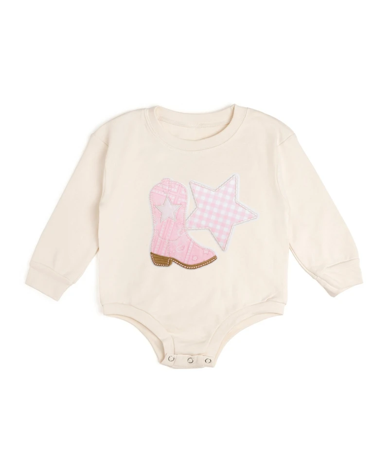 Sweet Wink Baby Girls 0-3M to 12M -18M Bandana Cowgirl Patch Western Long Sleeve Romper