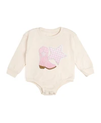 Sweet Wink Baby Girls 0-3M to 12M -18M Bandana Cowgirl Patch Western Long Sleeve Romper