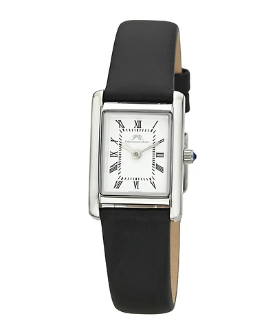 Porsamo Bleu Women's Karolina Rectangular Satin Covered Genuine Leather Band Watch 30 mm