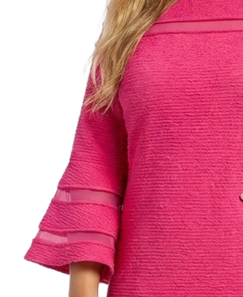 Ny Collection Plus Bell-Sleeve Dress with Mesh Insets