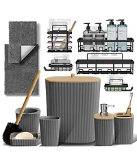 Clara Clark Modern Complete Bathroom Decor and Accessory Set with Bath Rugs and Shower Caddy Set