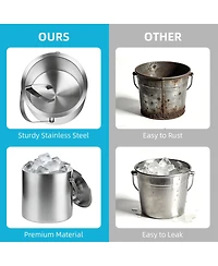Piscifun Stainless Steel Double Wall Insulated Ice Bucket With Lid Tongs 3L For Parties Home Bar