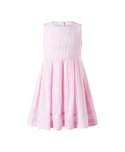 Rachel Riley Girls' 2-12 Pastel Oxford Pleated Dress