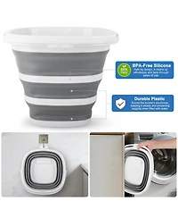 Piscifun 10L Collapsible Bucket With Handle Portable Foldable Storage Tub For Camping Car Cleaning