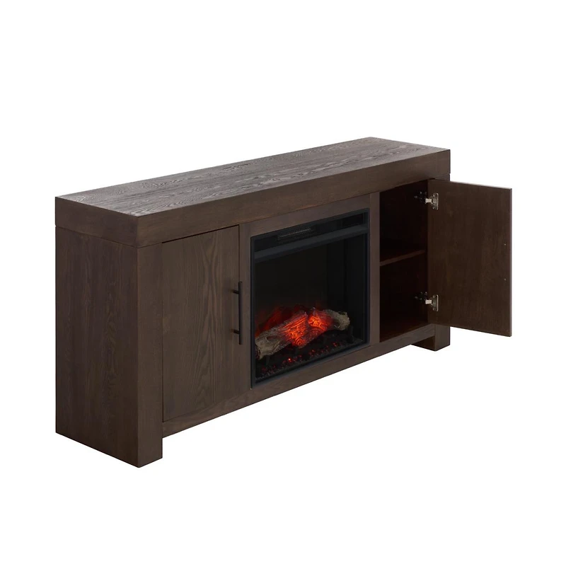 Augusta Home Senir 2 Cabinet Oak Tv Stand and Fireplace