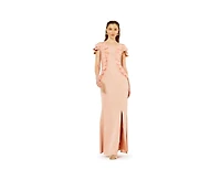 Amri Women's Lace Cutout Floral Embellished Off-The-Shoulder Crepe Gown