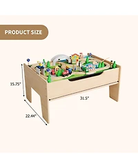 homfan 84-Piece Wooden Train Table with Storage