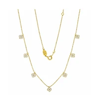 Suzy Levian New York Sterling Silver Cubic Zirconia Clover Drop Station Necklace