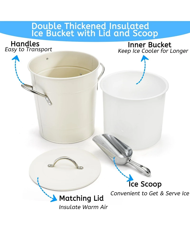 Piscifun 4l Ice Bucket With Lid And Scoop Double Walled Insulated Beverage Tub For Camping Bbq Cocktail Parties Indoor Outdoor