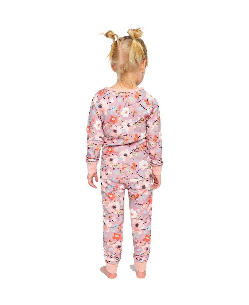 Deux par Deux Toddler Girls(2T-5T) Cotton Two Piece Pajama Set Floral Print