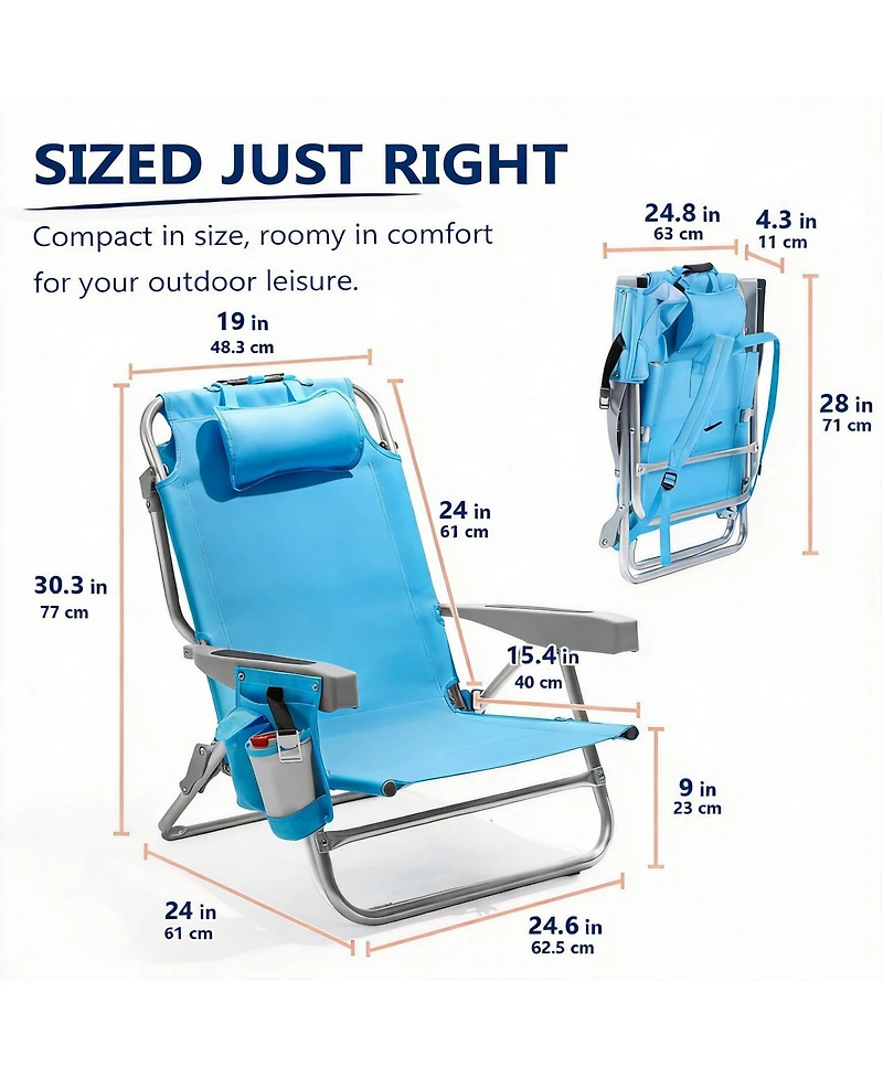 Aofar 2 Pack Aluminum Lay Flat Beach Chair with Cooler outdoor