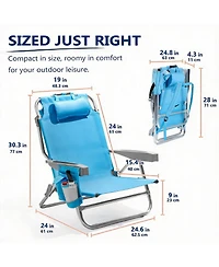 Aofar 2 Pack Aluminum Lay Flat Beach Chair with Cooler outdoor
