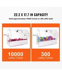 Vevor Acrylic Raffle Drum Lottery Cage Holds 10000 Tickets or 300 Bingo Balls