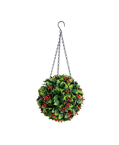Nearly Natural 21" Ultraviolet Resistant Artificial Holly Berry Christmas Hanging Ball Indoor And Outdoor