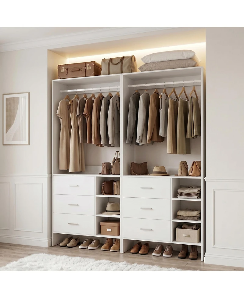 Aheaplus 30'' Set of 2 Closet Organizer with Wooden Drawers
