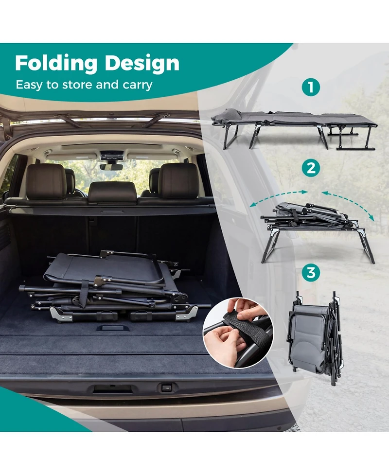 Mecale 3-in-1 Folding Camping Cot Convertible Single Sofa Chair, 375-lb Cap