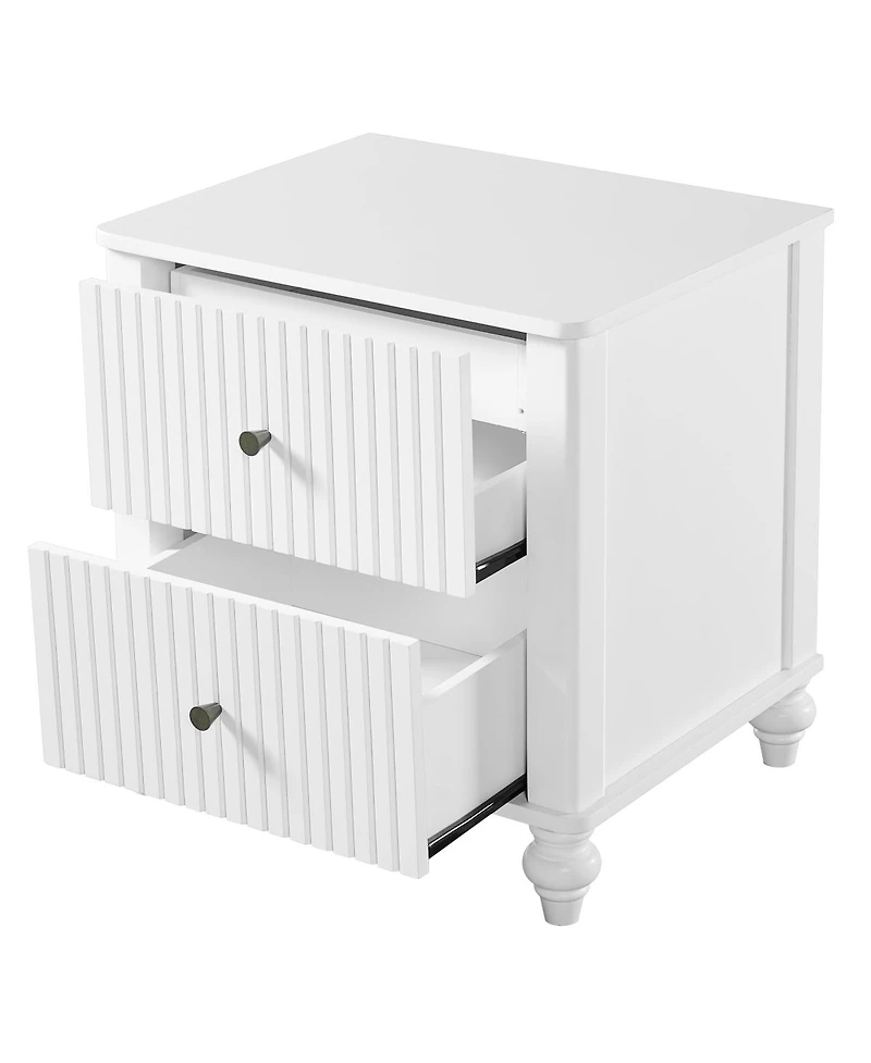 Streamdale Furniture 23" 2-Drawer Wooden Nightstand, Modern Bedside Table