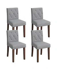 homfan Dining Chairs Set for 4, Cotton Linen Upholstered Chair with High Back and Wooden Legs, Kitchen/Living Room/Restaurant