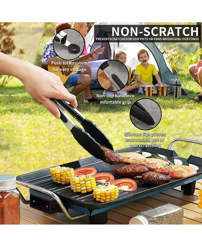 Piscifun 10 Piece Stainless Steel Camping Kitchen Utensil Set With Travel Bag For Outdoor Grilling Picnics